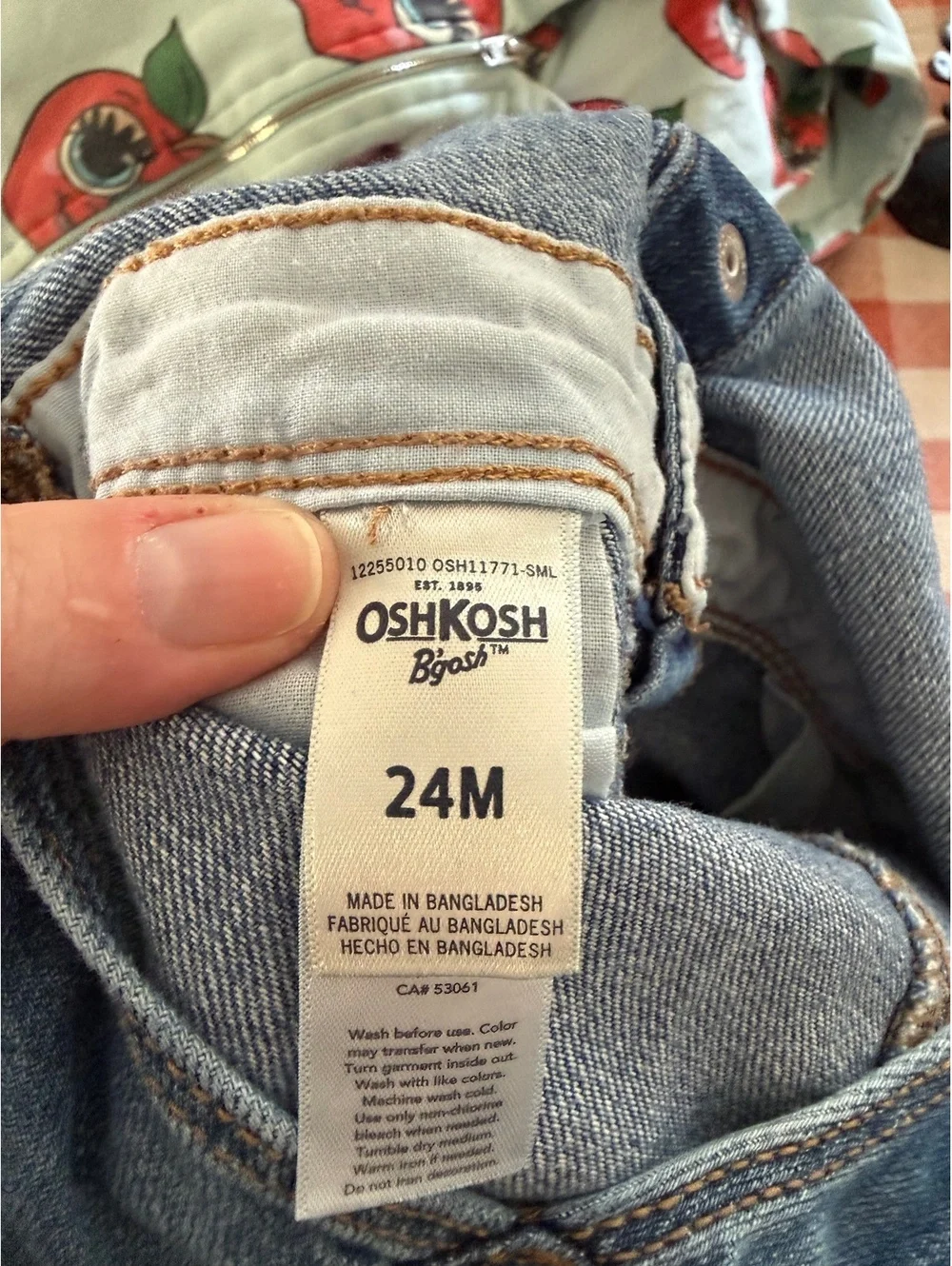OshKosh B’gosh Girls Denim Overalls 24M Heart Pocket Blue Jean Vintage Style